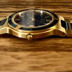 Bulova navy and gold watch